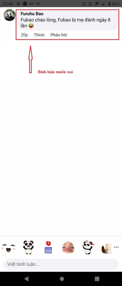 Cách xóa bình luận trên Facebook bằng điện thoại (Bước 2)