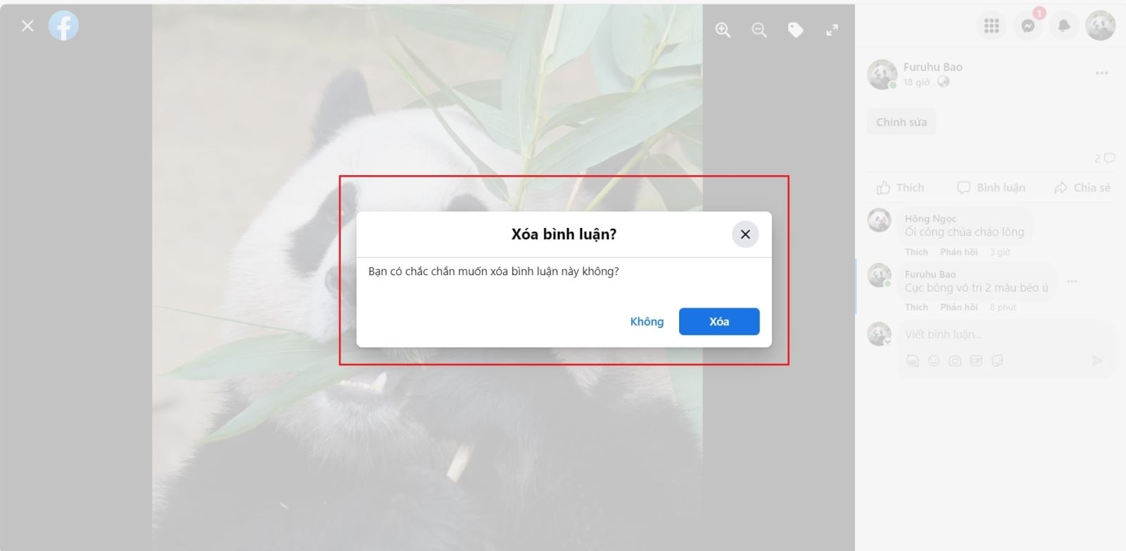 Cách xóa bình luận trên Facebook bằng máy tính (Bước 4)