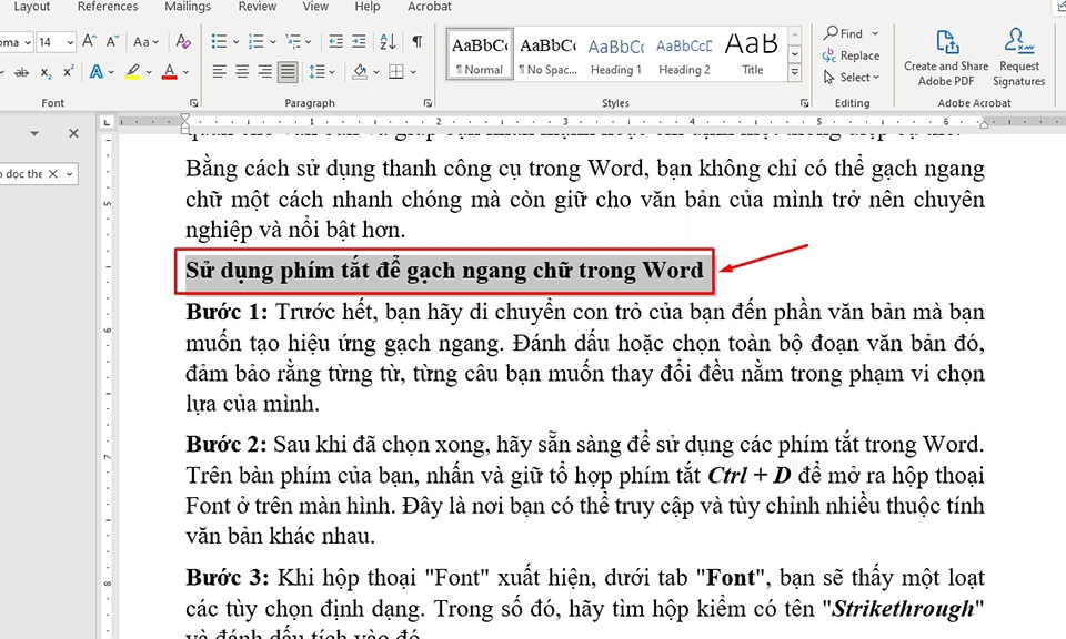 Cách gạch ngang trong Word - Ảnh 05