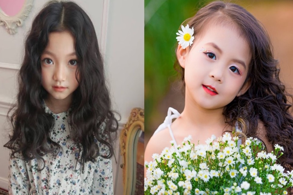 Tóc cho bé gái xoăn sợi mì