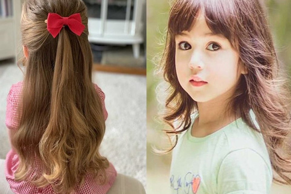 Tóc ngang lưng cắt nhiều lớp cho bé gái