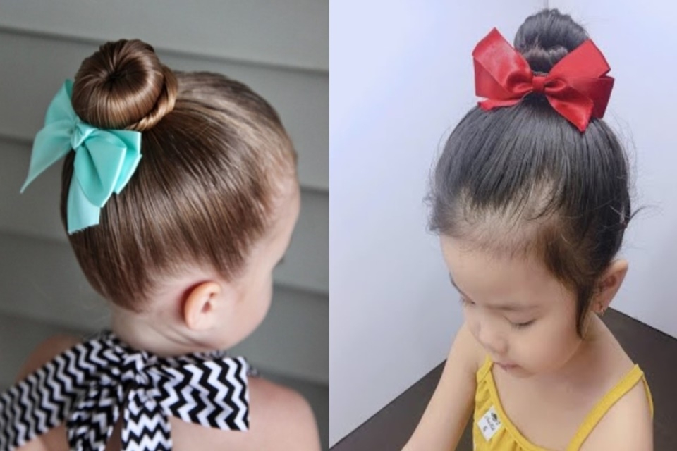 Kiểu tóc búi cao cho bé gái