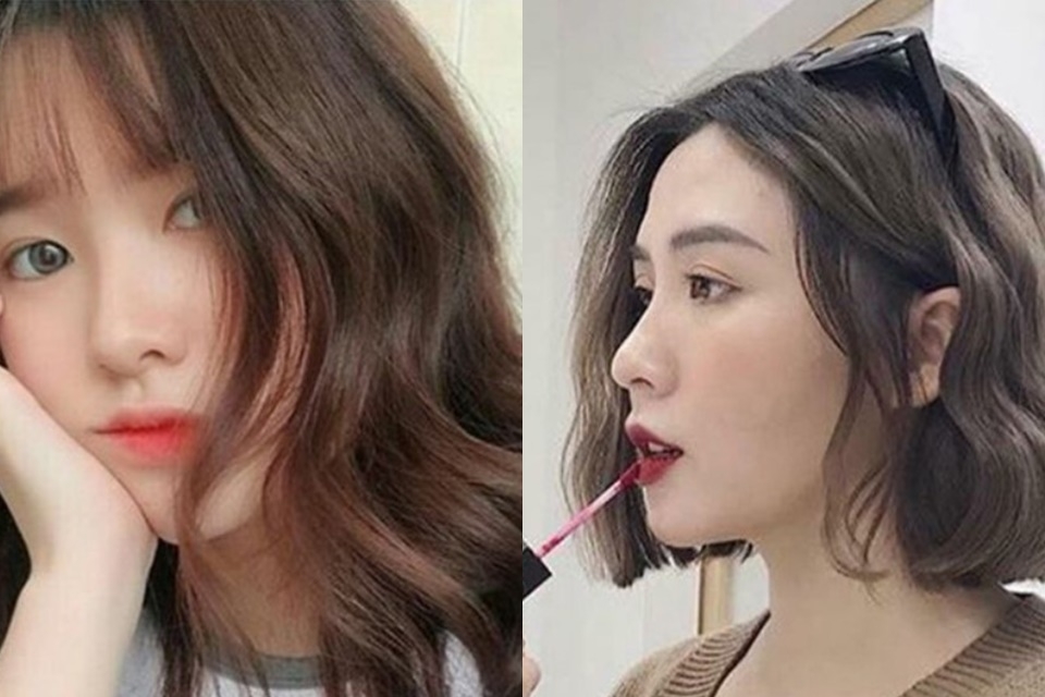 Kiểu tóc ngắn uốn lọn to đẹp cho nữ mặt gầy