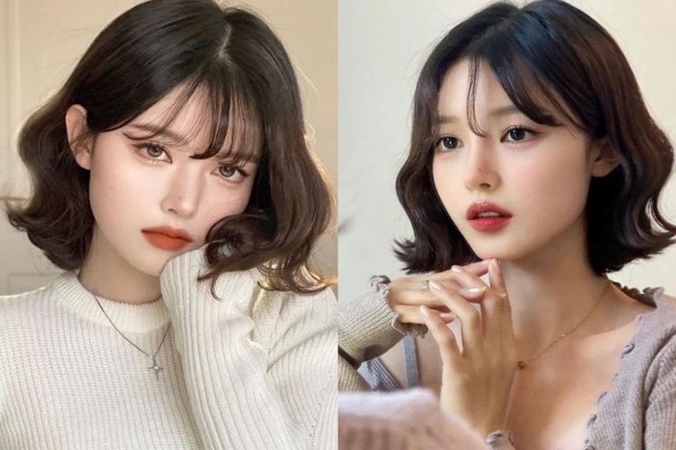 Tóc ngắn cho nữ mặt tròn, cổ thấp