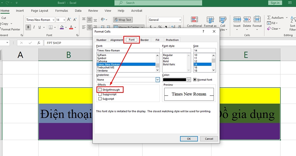 Cách gạch ngang chữ trong Excel - Ảnh 04