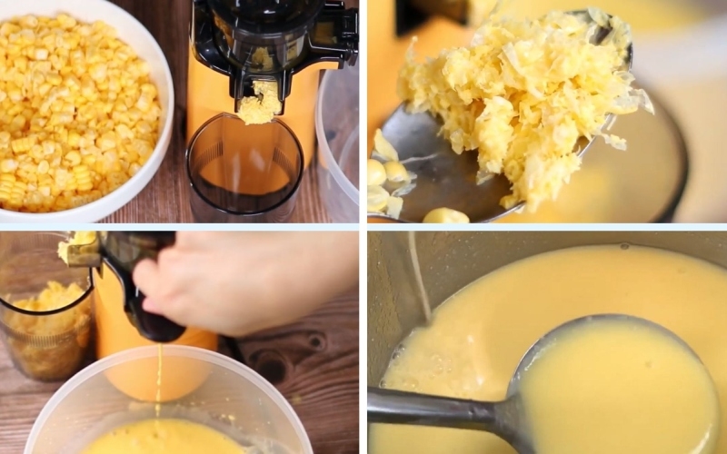 Từng bước làm sữa ngô bằng máy ép chậm