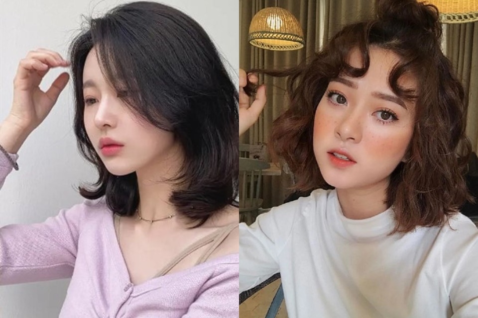 Tóc ngang vai cho nữ mặt tròn hợp nhất