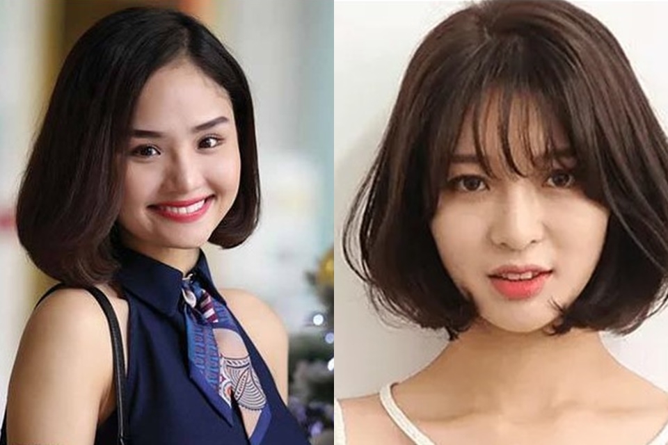 Tóc ngắn ngang vai cho nàng mặt vuông