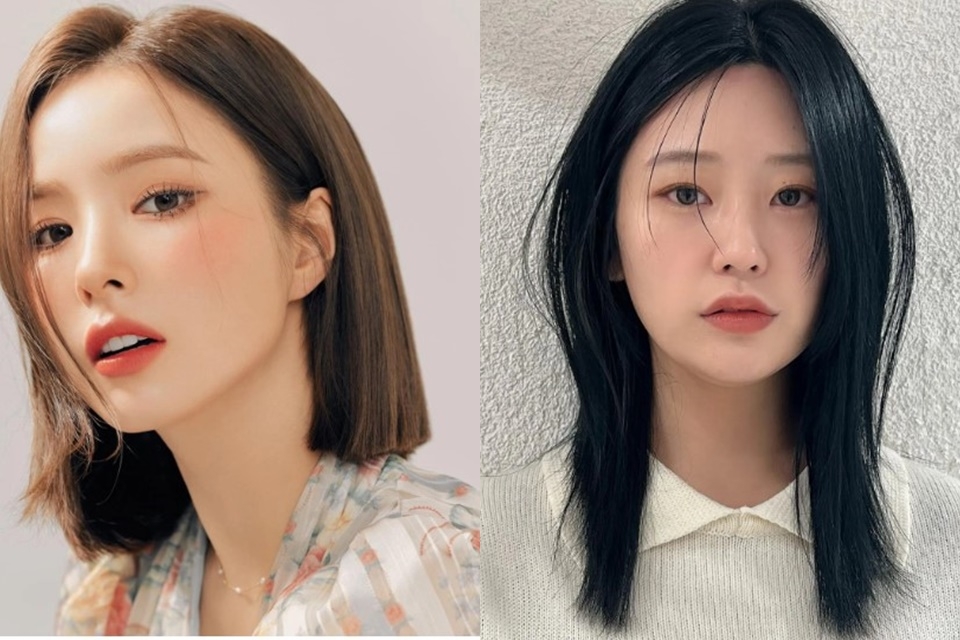 Tóc ngang vai thẳng không để mái