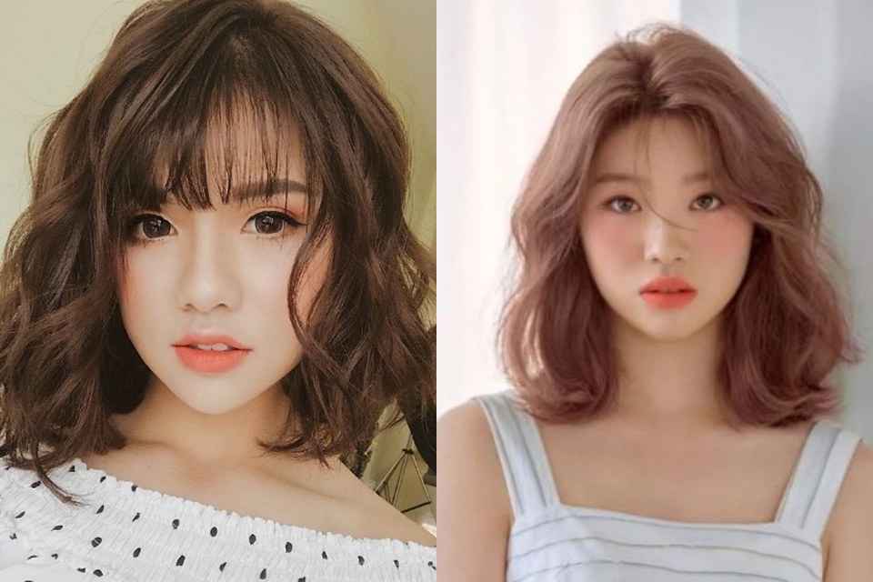 Tóc ngang vai xoăn nhẹ