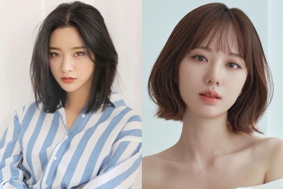 Tóc ngang vai cho mặt trái xoan hợp nhất