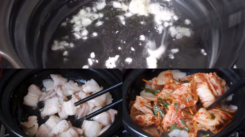Nguyên liệu làm canh kim chi thịt heo