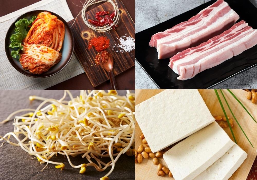 Nguyên liệu làm canh kim chi thịt heo
