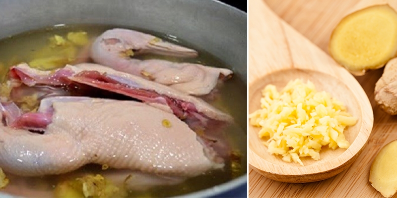 Thịt vịt khử sạch mùi tanh bằng gừng và giấm