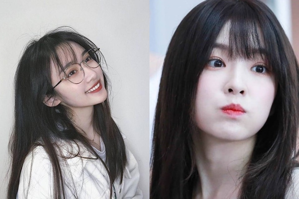 Tóc mái thưa kết hợp cùng tóc thẳng