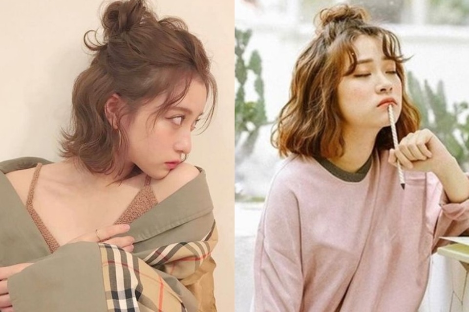 Tóc ngắn mái thưa uốn nhẹ