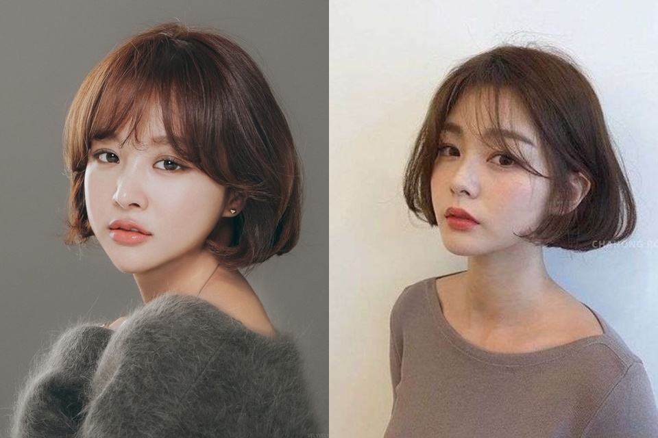 Tóc mái thưa uốn cụp phồng