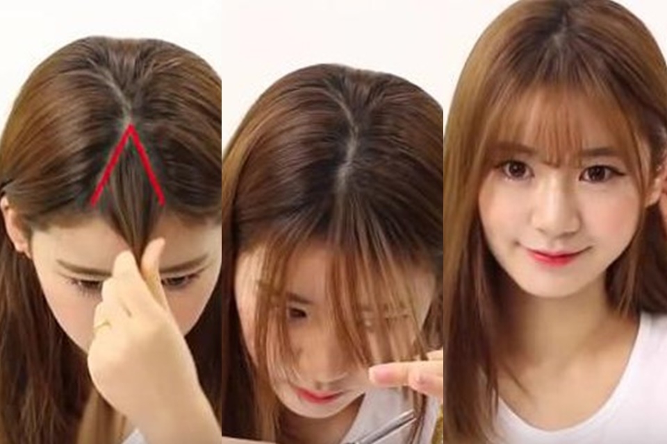 Cắt tóc mái thưa Hàn Quốc dài