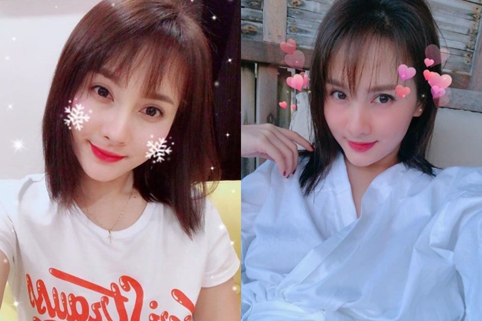 Diễn viên Bảo Thanh trẻ trung khi để tóc mái thưa