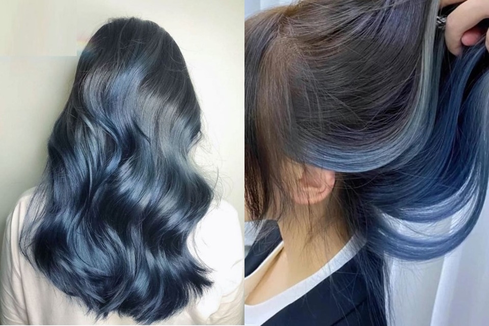 Tóc màu than chì ánh xanh