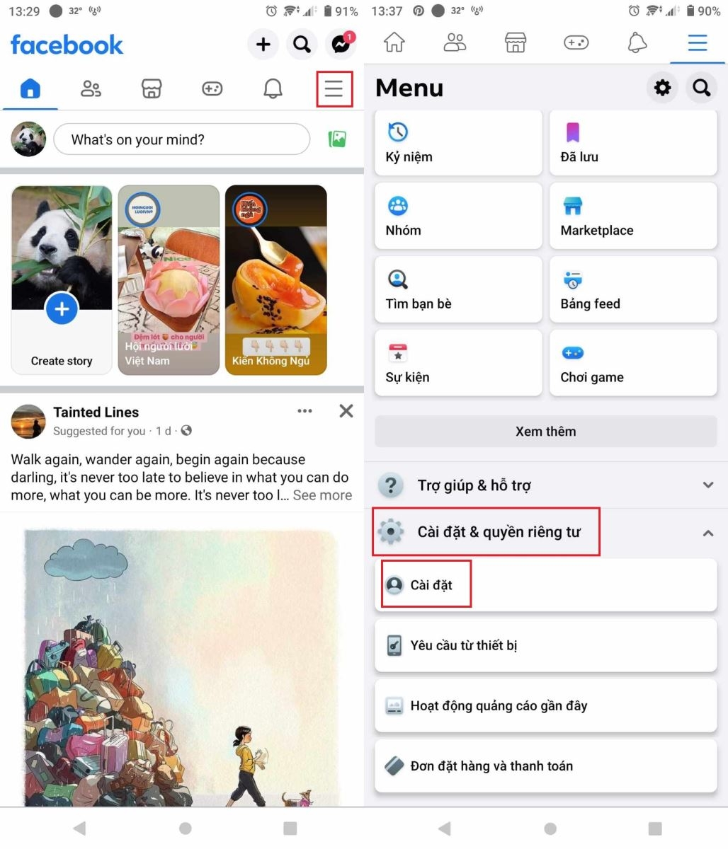 Mở ứng dụng Facebook trên điện thoại