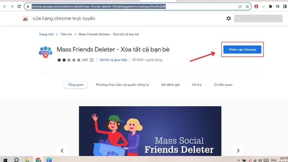 Thêm tiện ích Mass Friend Deleter vào Chrome
