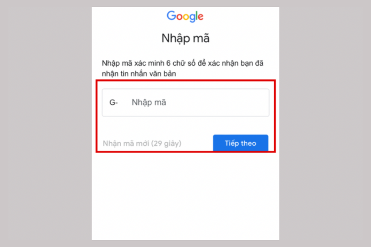 Nhập mã xác nhận