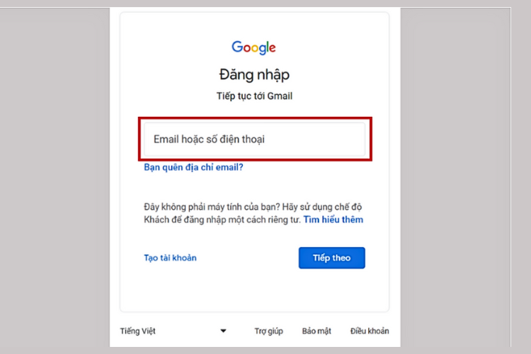 Đăng nhập tài khoản Gmail