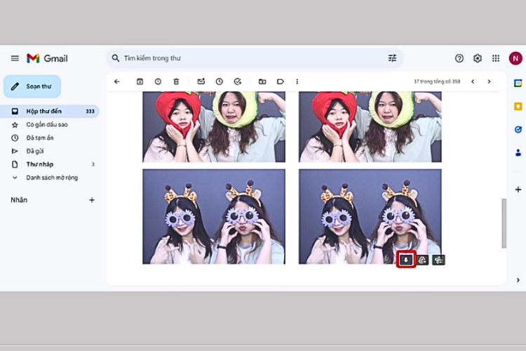 Chọn biểu tượng tải xuống ngay file để tải về