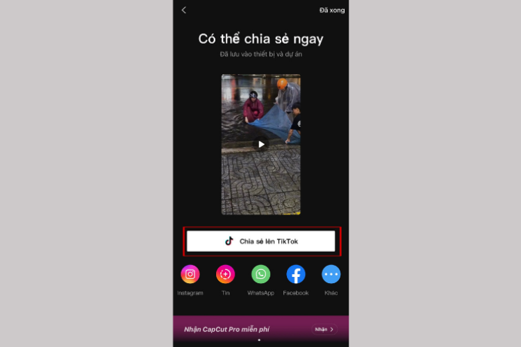 Chia sẻ video lên TikTok
