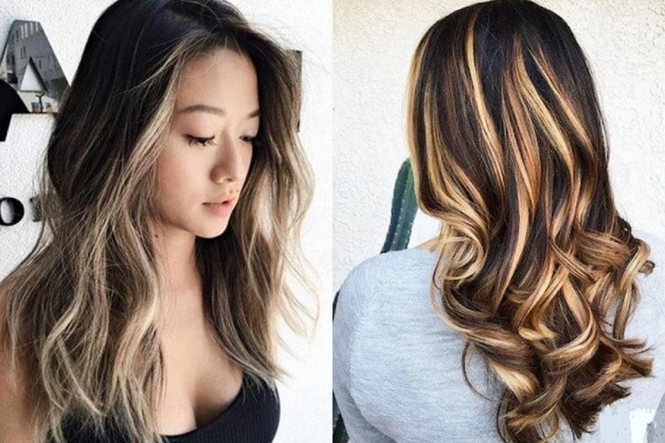 Màu tóc nâu socola hightlight cho nàng cá tính