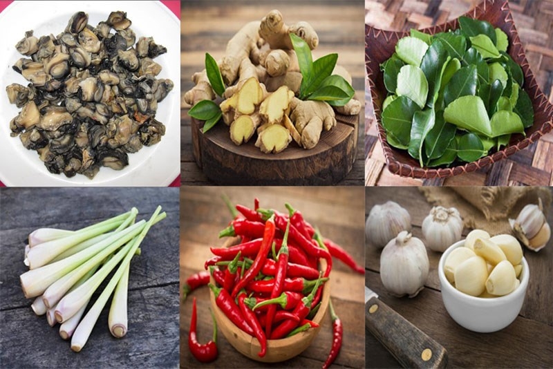 Các nguyên liệu cần có cho món ốc bươu xào sả ớt
