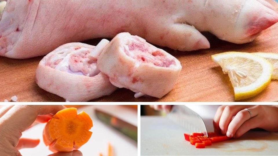 Sơ chế nguyên liệu nấu bánh canh giò heo