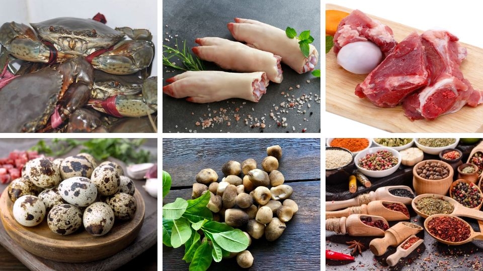 Nguyên liệu nấu bánh canh cua