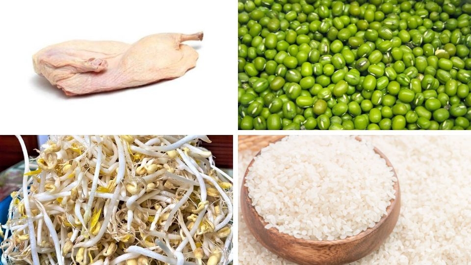 Nguyên liệu nấu cháo vịt đậu xanh
