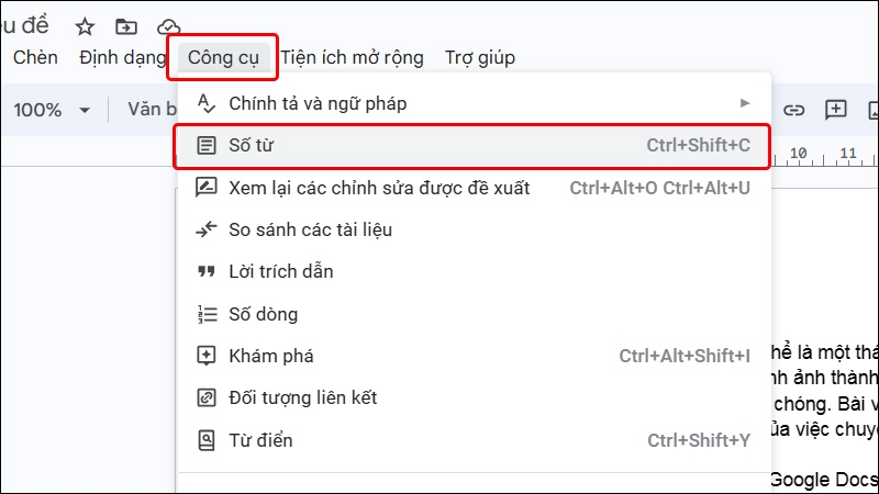Đếm số từ trên Google Docs - hình 1