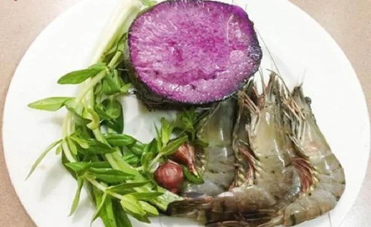 Nguyên liệu chế biến canh khoai mỡ nấu tôm