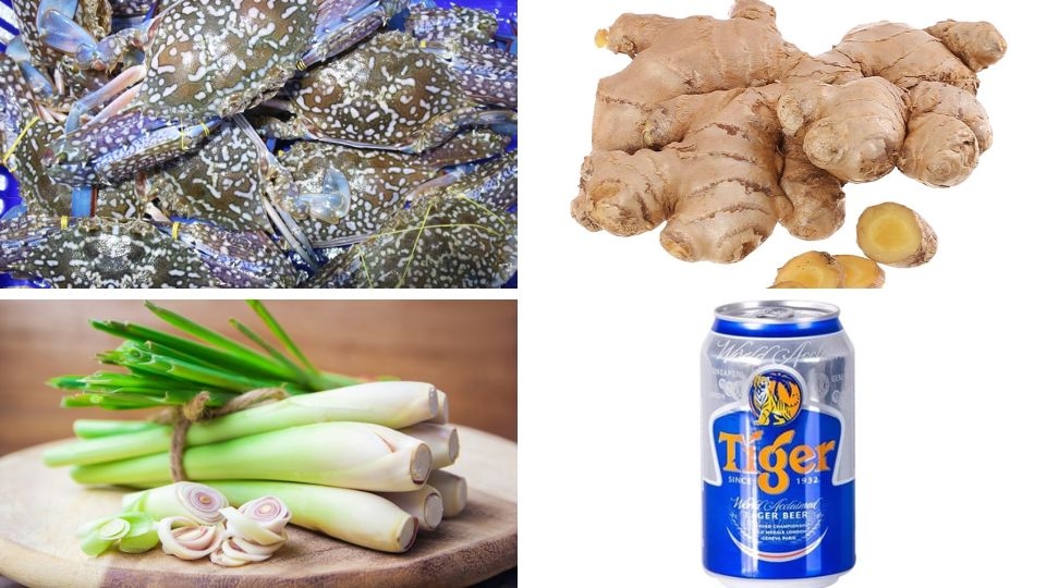 Nguyên liệu luộc ghẹ ngon với bia