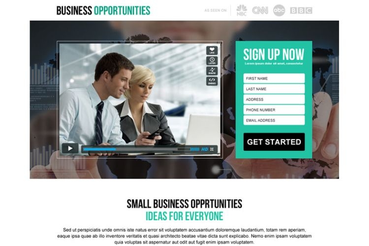 Ví dụ về Lead generation landing page