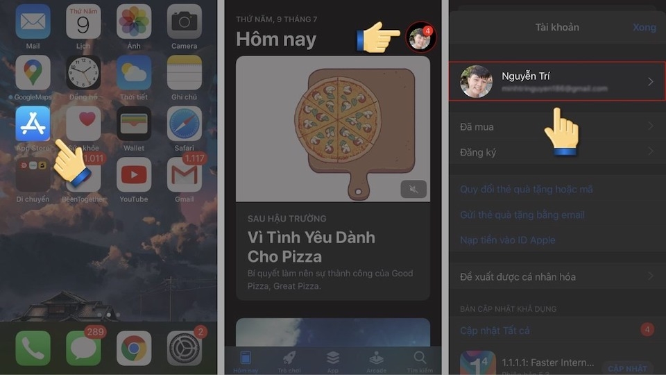 Mở App Store bên trên iPhone hoặc iPad. Nhấn vô hình tượng thông tin tài khoản ở góc cạnh cần bên trên màn hình hiển thị.