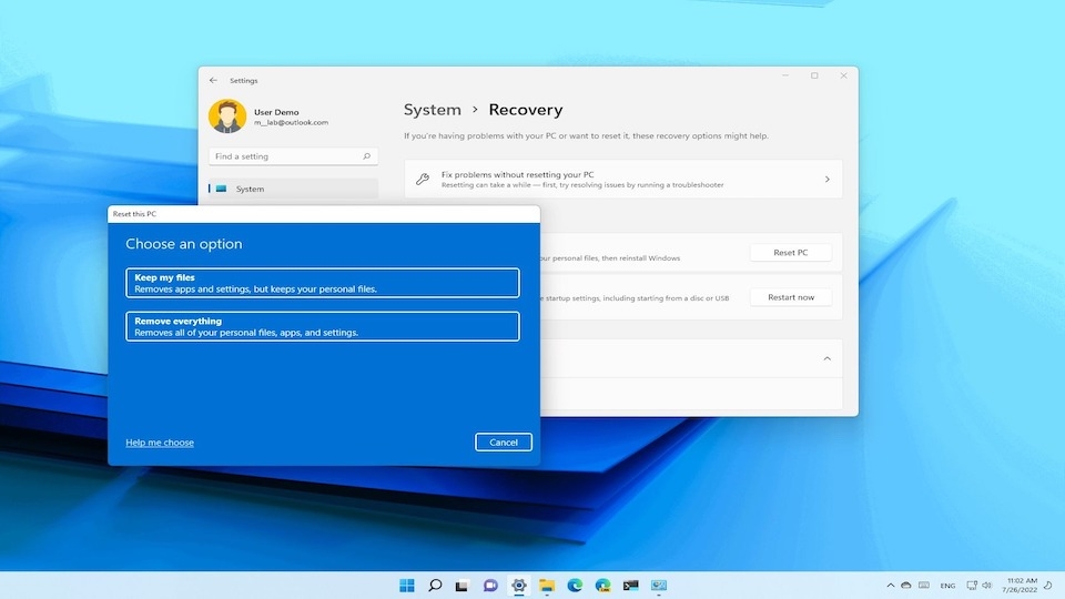 2 tùy chọn để khôi phục cài đặt gốc Windows 11
