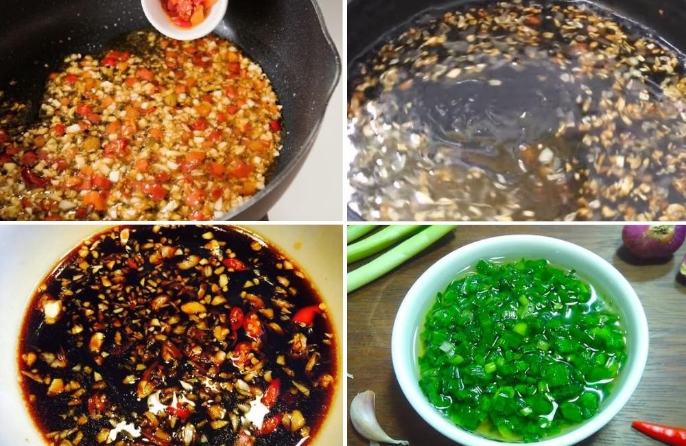 Pha nước tương và làm mỡ hành