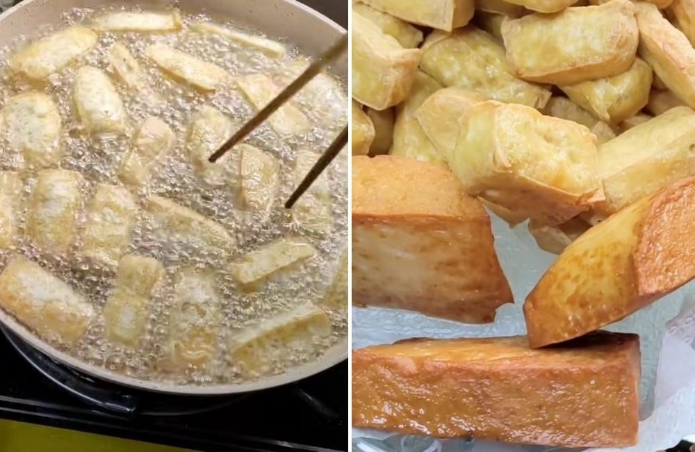 Chiên đậu hũ và chả lụa