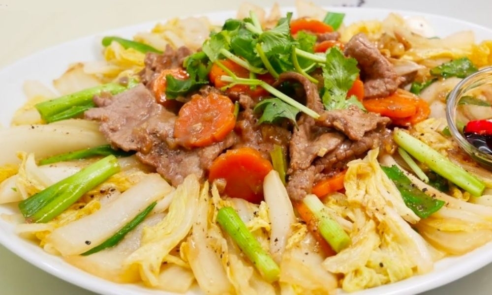 Cải xào thịt bò bổ dưỡng