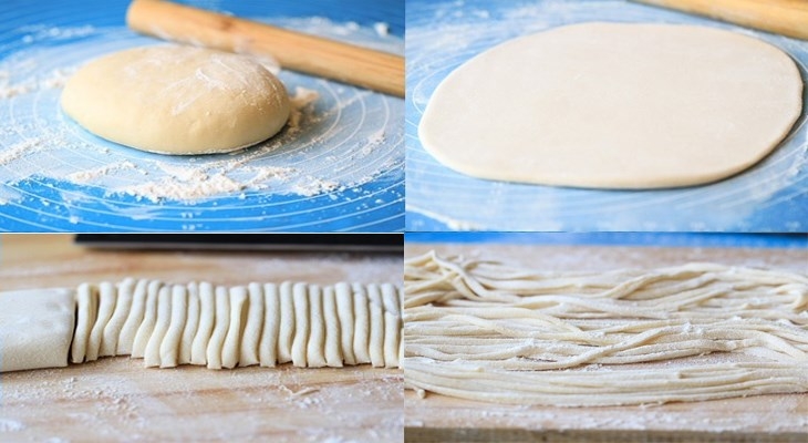Cán bột và cắt thành sợi dài