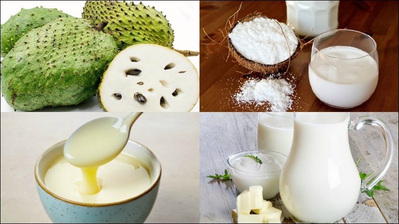 Chuẩn bị sẵn các nguyên liệu làm sinh tố mãng cầu sữa