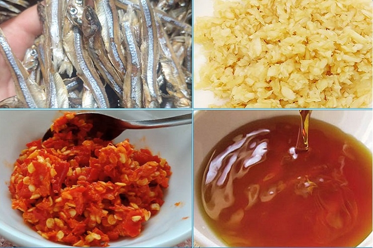 Nguyên liệu làm cá cơm khô rim nước mắm tỏi ớt