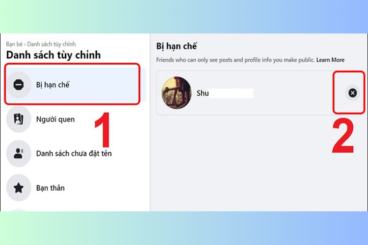 Cách xóa bạn bè khỏi danh sách hạn chế