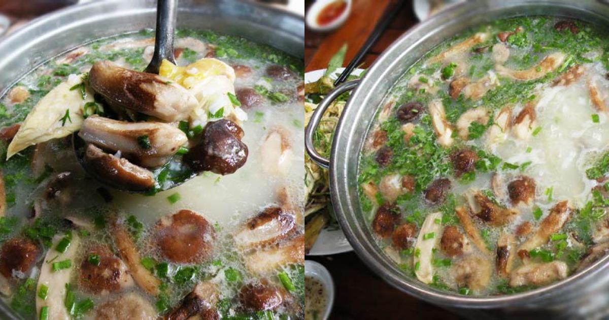 Cháo gà nấm