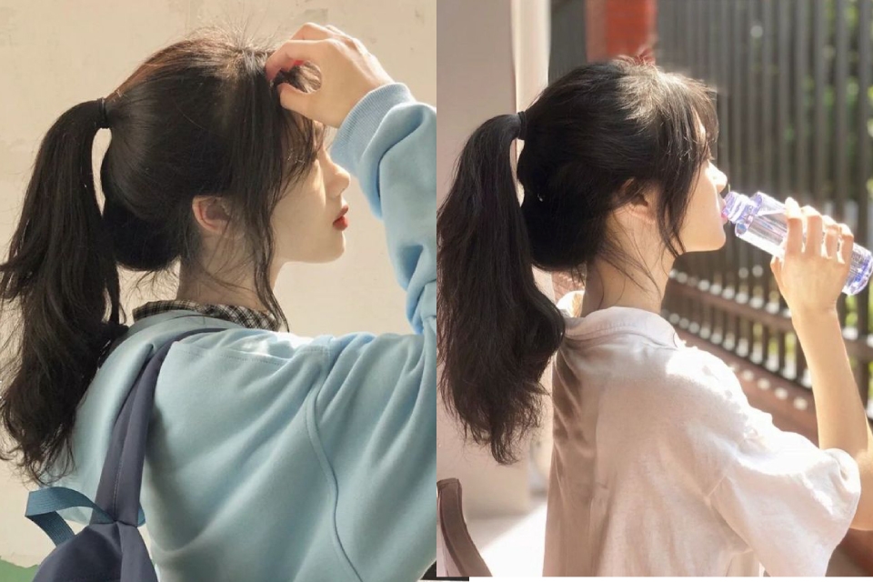 Tóc buộc ngang vai